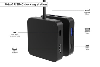 Kogan 6-in-1 100W PD USB-C Hub for PC and Tablets - 4K, 60Hz