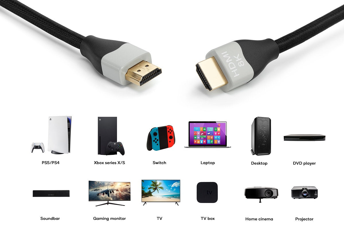 Kogan HDMI 2.1 Braided 8K Cable (1.5m)