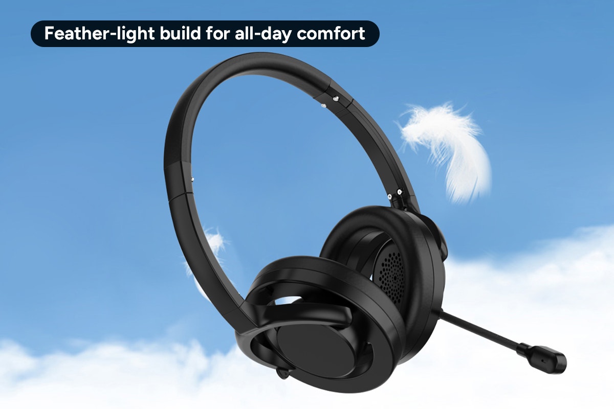 Kogan Noise-Cancelling Office Headset with Microphone and In-Line Call Control