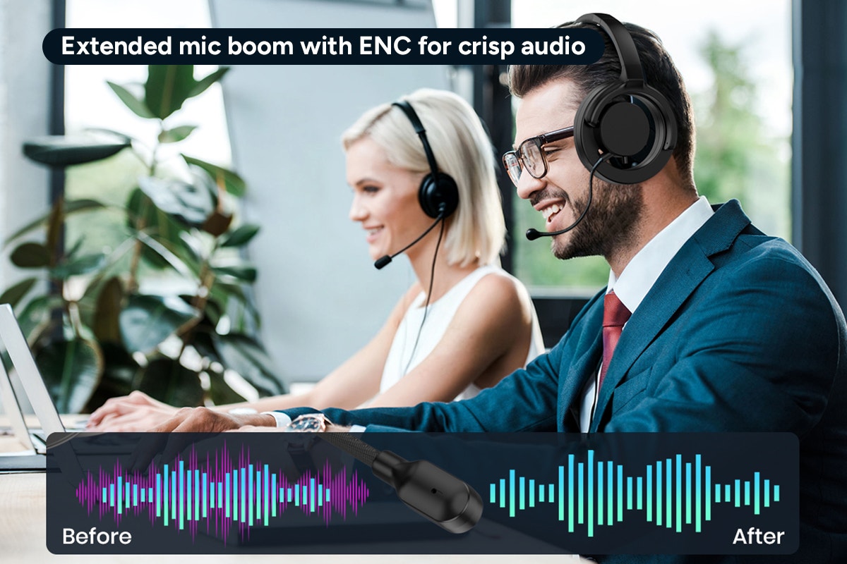 Kogan Noise-Cancelling Office Headset with Microphone and In-Line Call Control