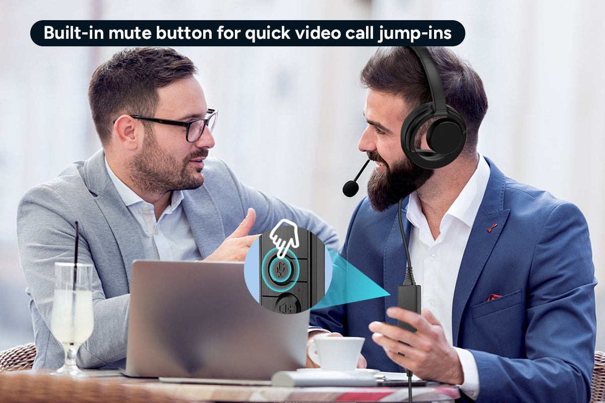 Kogan Noise-Cancelling Office Headset with Microphone and In-Line Call Control