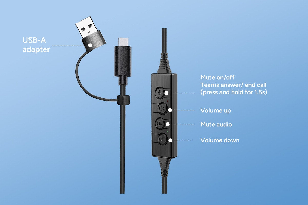 Kogan Noise-Cancelling Office Headset with Microphone and In-Line Call Control