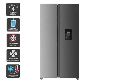 Kogan 592L Side by Side Fridge with Water Dispenser (Stainless Steel)