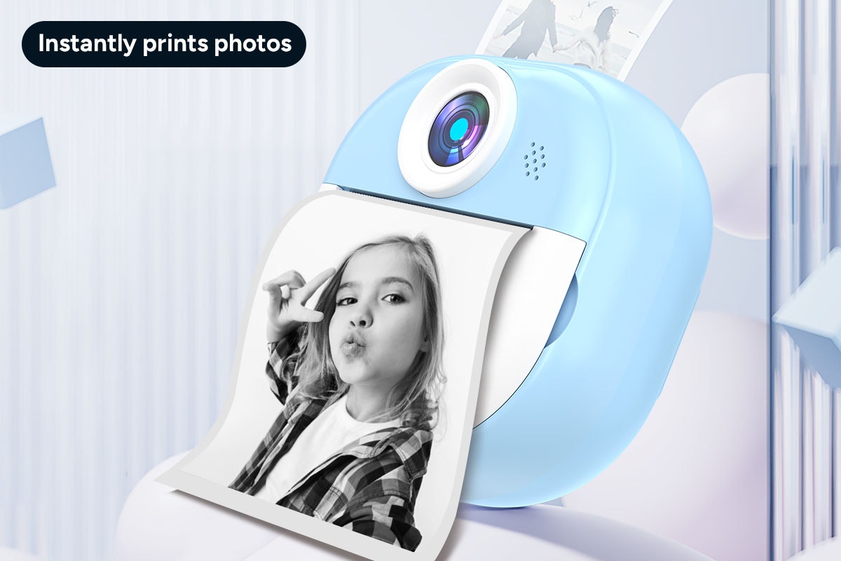 Kogan Kids Instant Print Digital Camera with 4 Rolls (Blue)