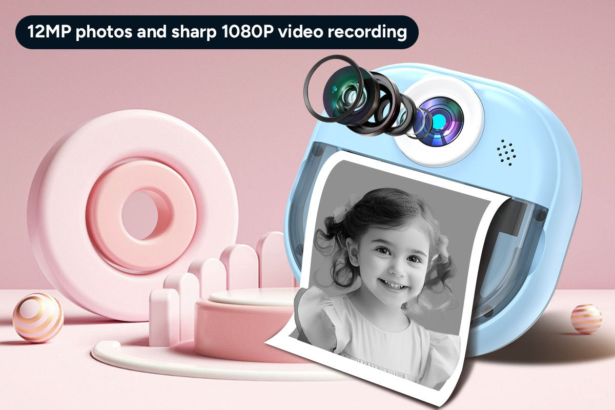 Kogan Kids Instant Print Digital Camera with 4 Rolls (Blue)