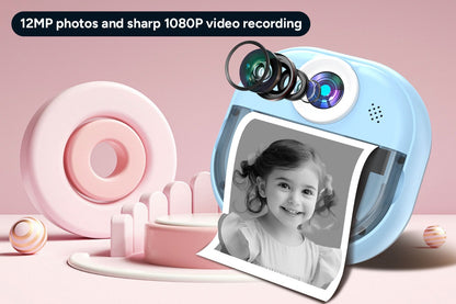 Kogan Kids Instant Print Digital Camera with 4 Rolls (Blue)