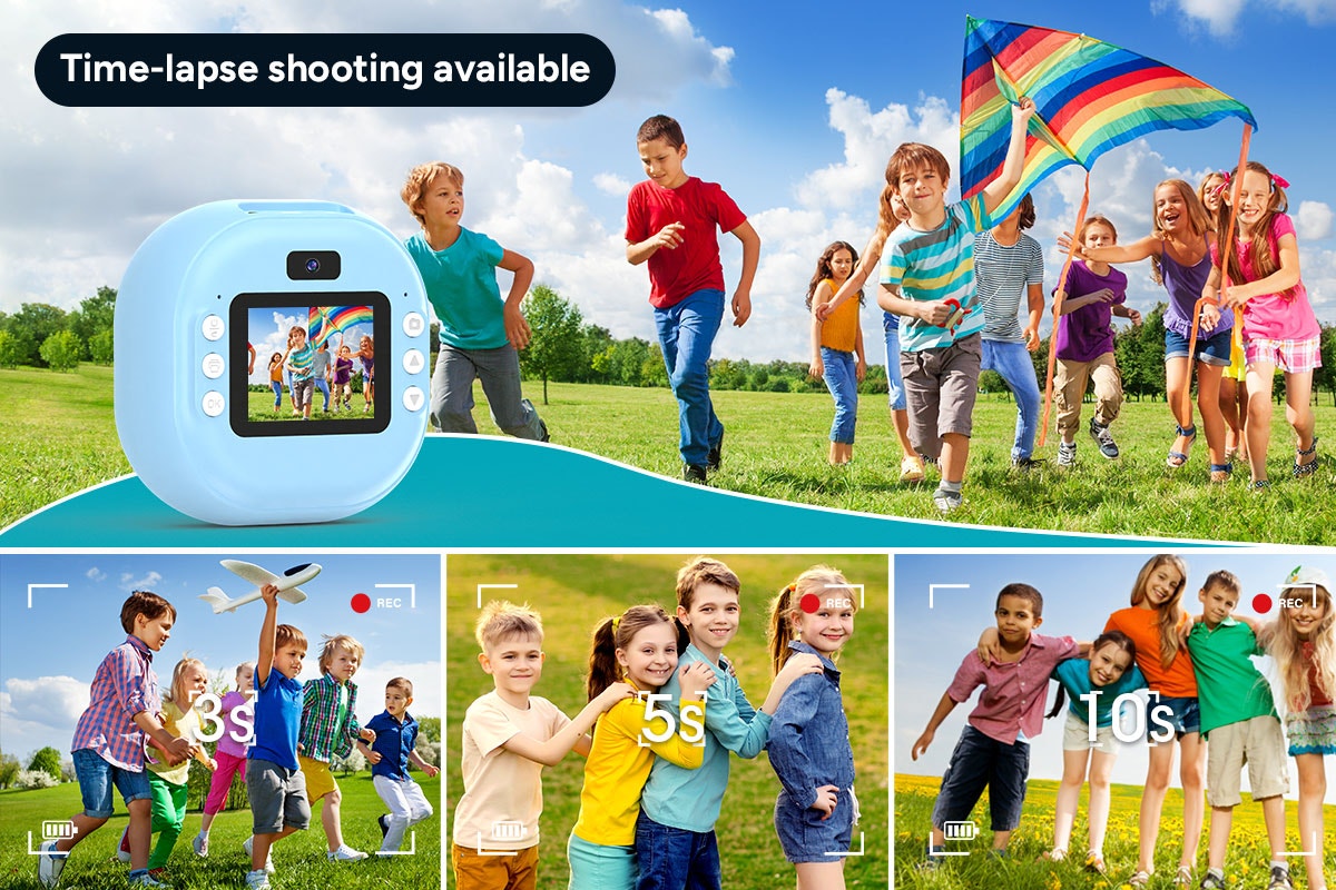 Kogan Kids Instant Print Digital Camera with 4 Rolls (Blue)