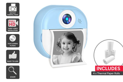 Kogan Kids Instant Print Digital Camera with 4 Rolls (Blue)