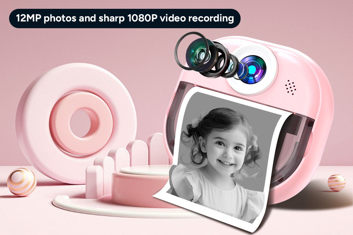 Kogan Kids Instant Print Digital Camera with 4 Rolls (Pink)