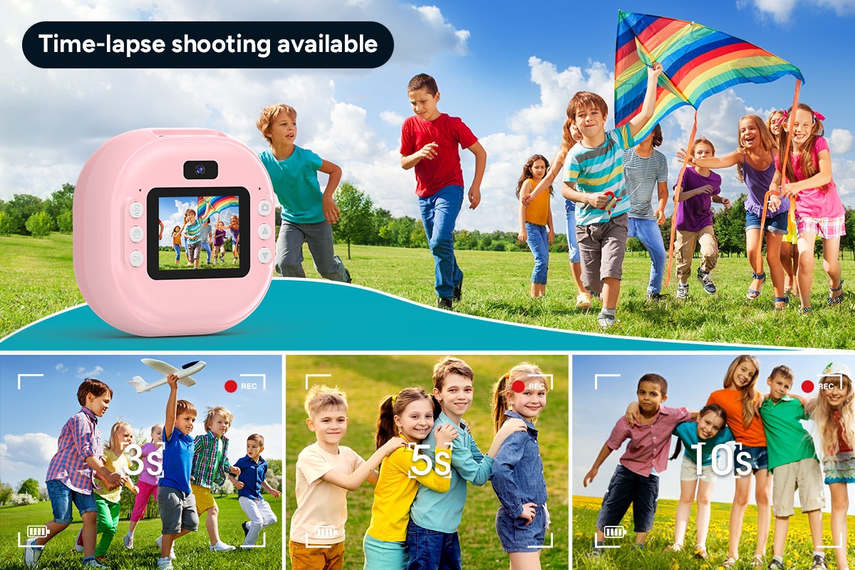 Kogan Kids Instant Print Digital Camera with 4 Rolls (Pink)