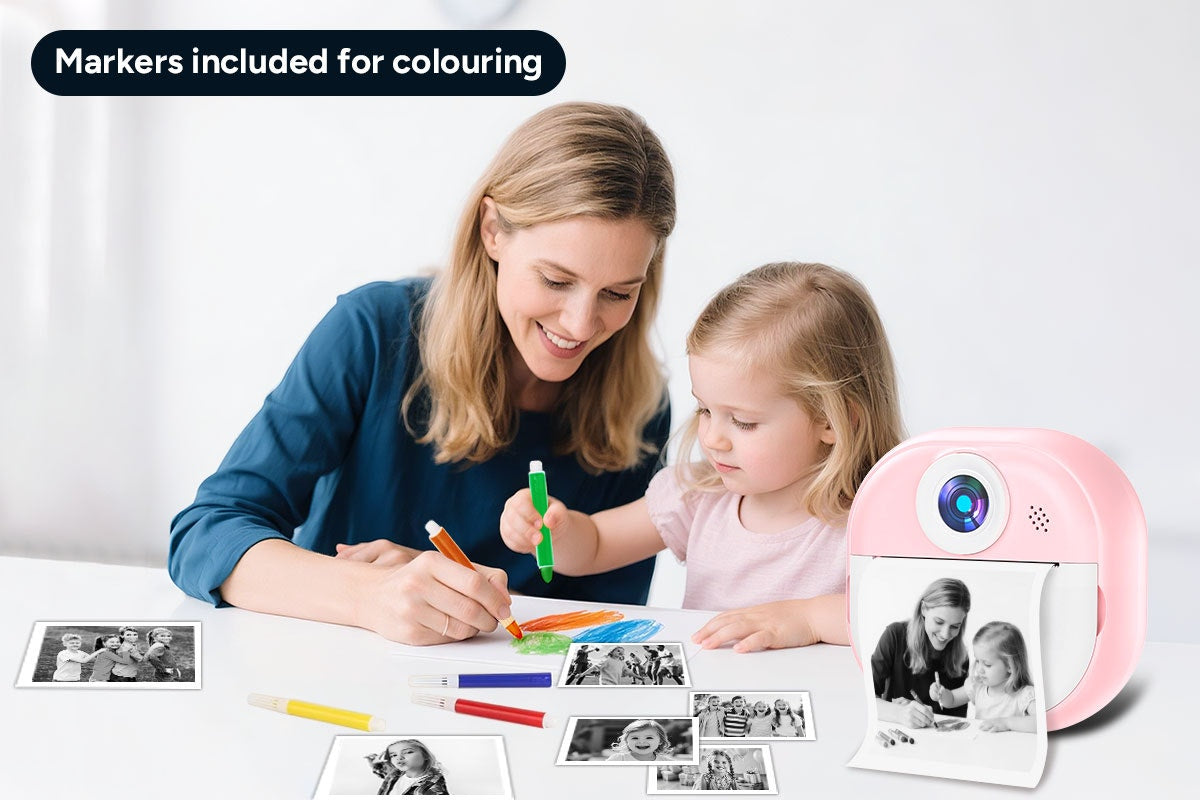 Kogan Kids Instant Print Digital Camera with 4 Rolls (Pink)