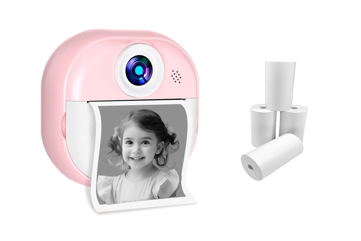 Kogan Kids Instant Print Digital Camera with 4 Rolls (Pink)