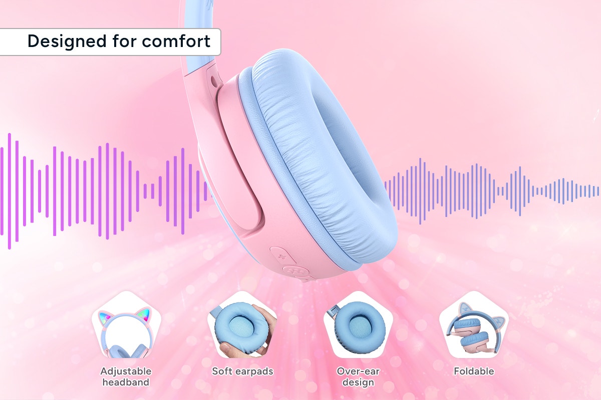 Kogan Kids Volume Limited Cat Ear Wireless Headphones