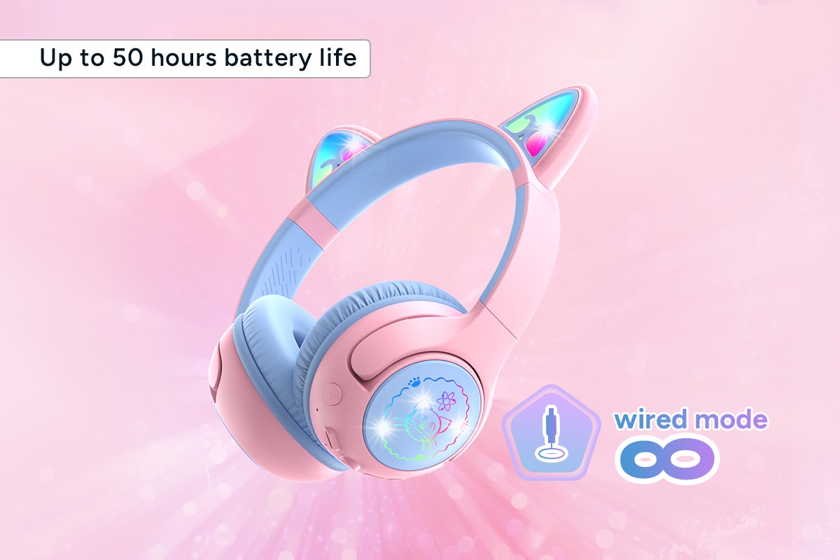 Kogan Kids Volume Limited Cat Ear Wireless Headphones