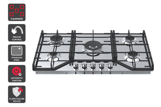 Kogan Gas Cooktop (Stainless Steel, 90cm)