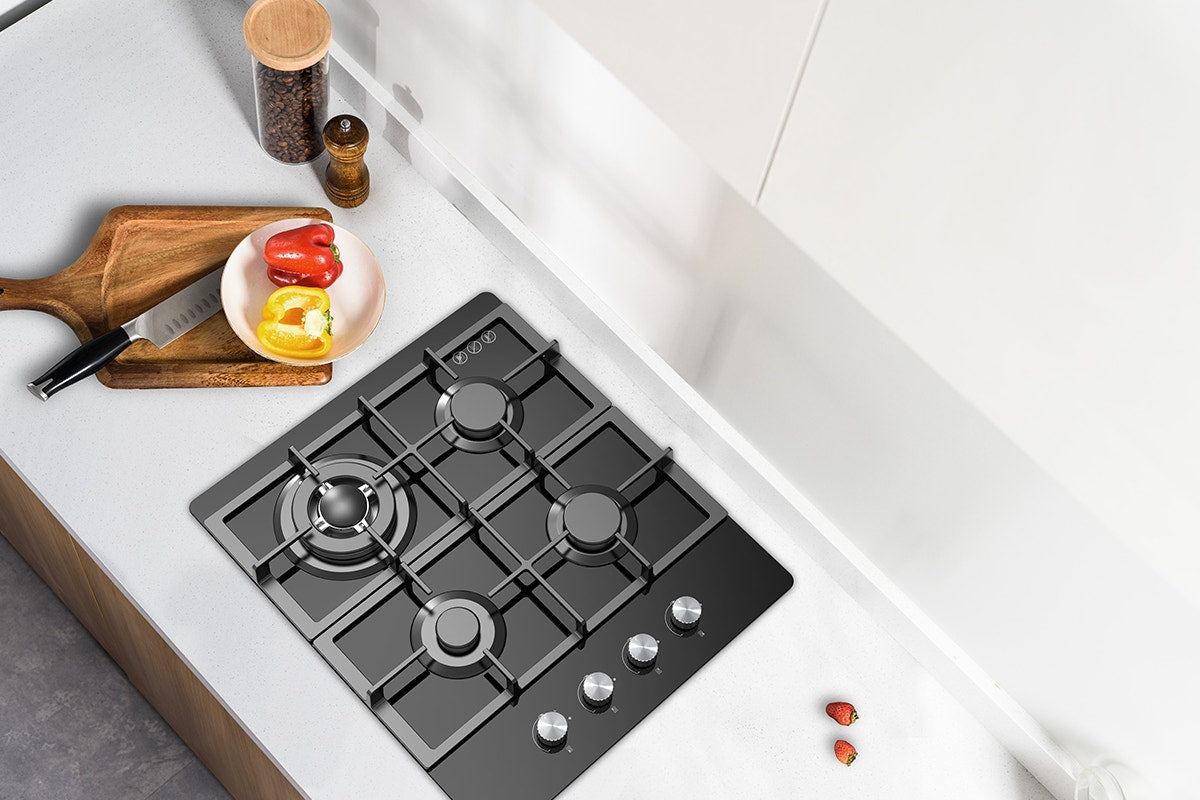 Kogan 60cm Gas Cooktop Black Glass