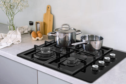 Kogan 60cm Gas Cooktop Black Glass