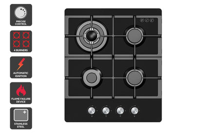 Kogan 60cm Gas Cooktop Black Glass