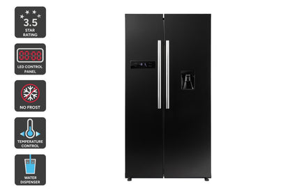 Kogan 551L Side by Side Fridge with Water Dispenser (Black Stainless Steel)