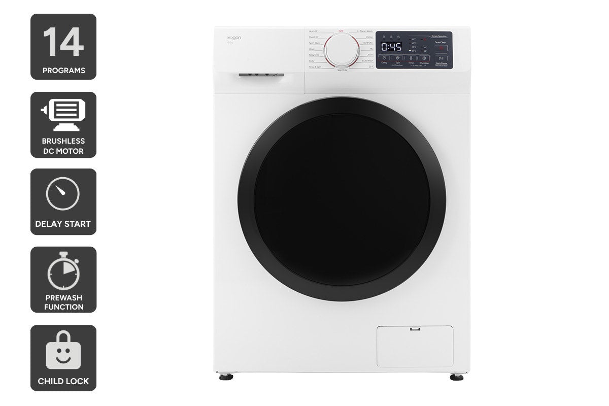 Kogan 8kg Front Load BLDC Inverter Washing Machine (White)