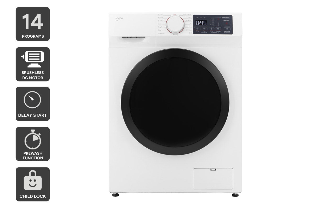 Kogan 9kg Front Load BLDC Inverter Washing Machine (White)