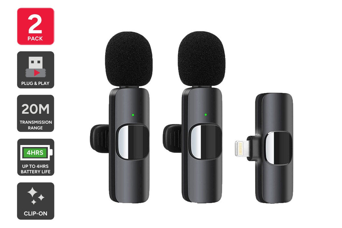 Kogan Wireless Lavalier Lapel Mic (2 Pack)