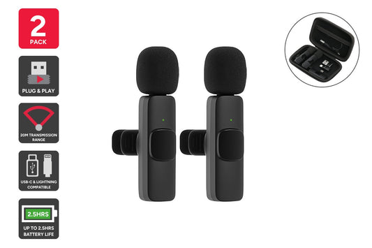 Kogan Wireless Lavalier Lapel Mic (2 Pack)