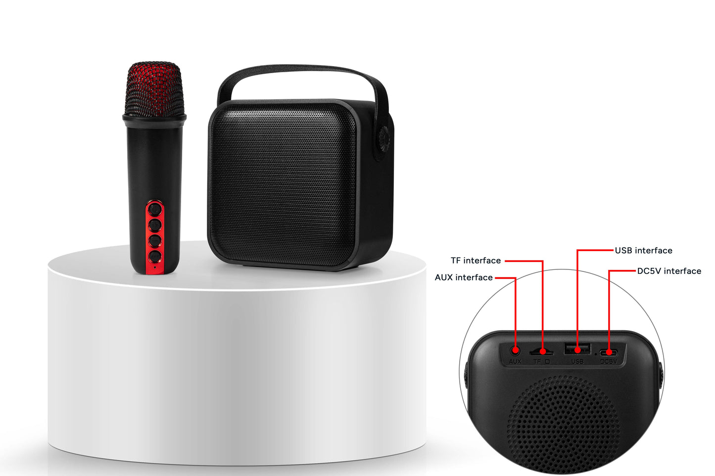 Kogan Mini Karaoke Bluetooth Speaker with Microphone (Black)