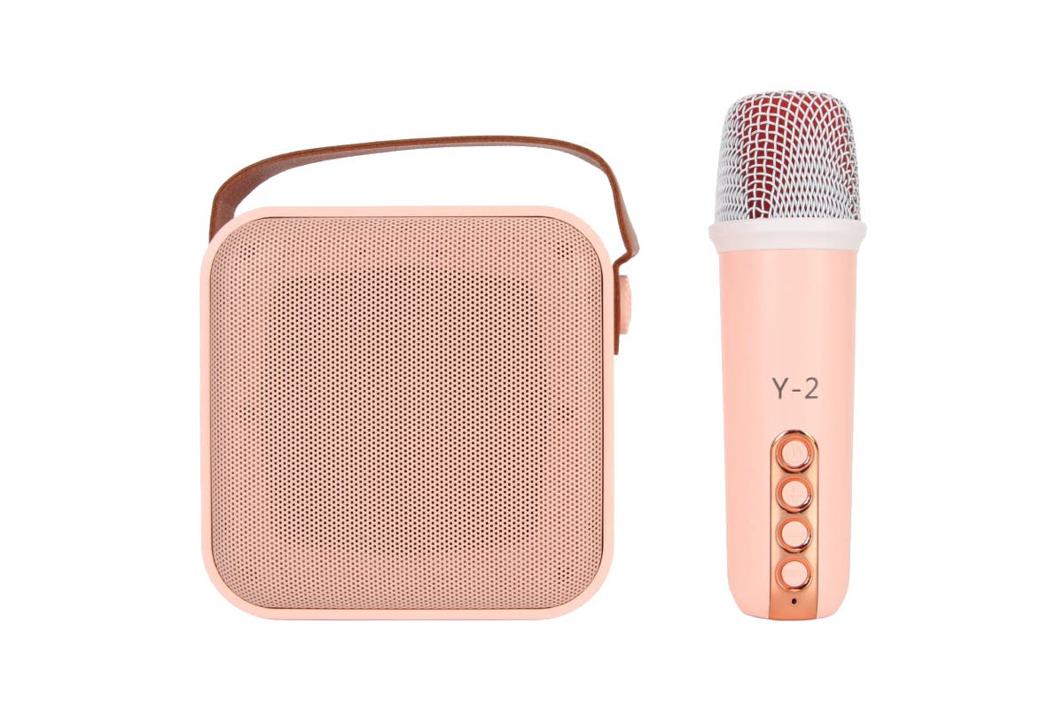 Kogan Mini Karaoke Bluetooth Speaker with Microphone (Pink)