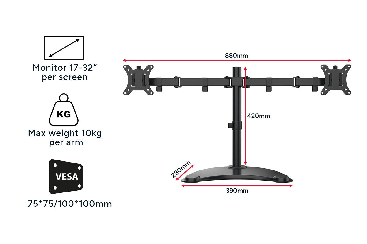 Kogan Articulating Freestanding Dual Monitor Stand for 17" - 32" Monitors