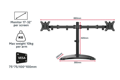 Kogan Articulating Freestanding Dual Monitor Stand for 17" - 32" Monitors