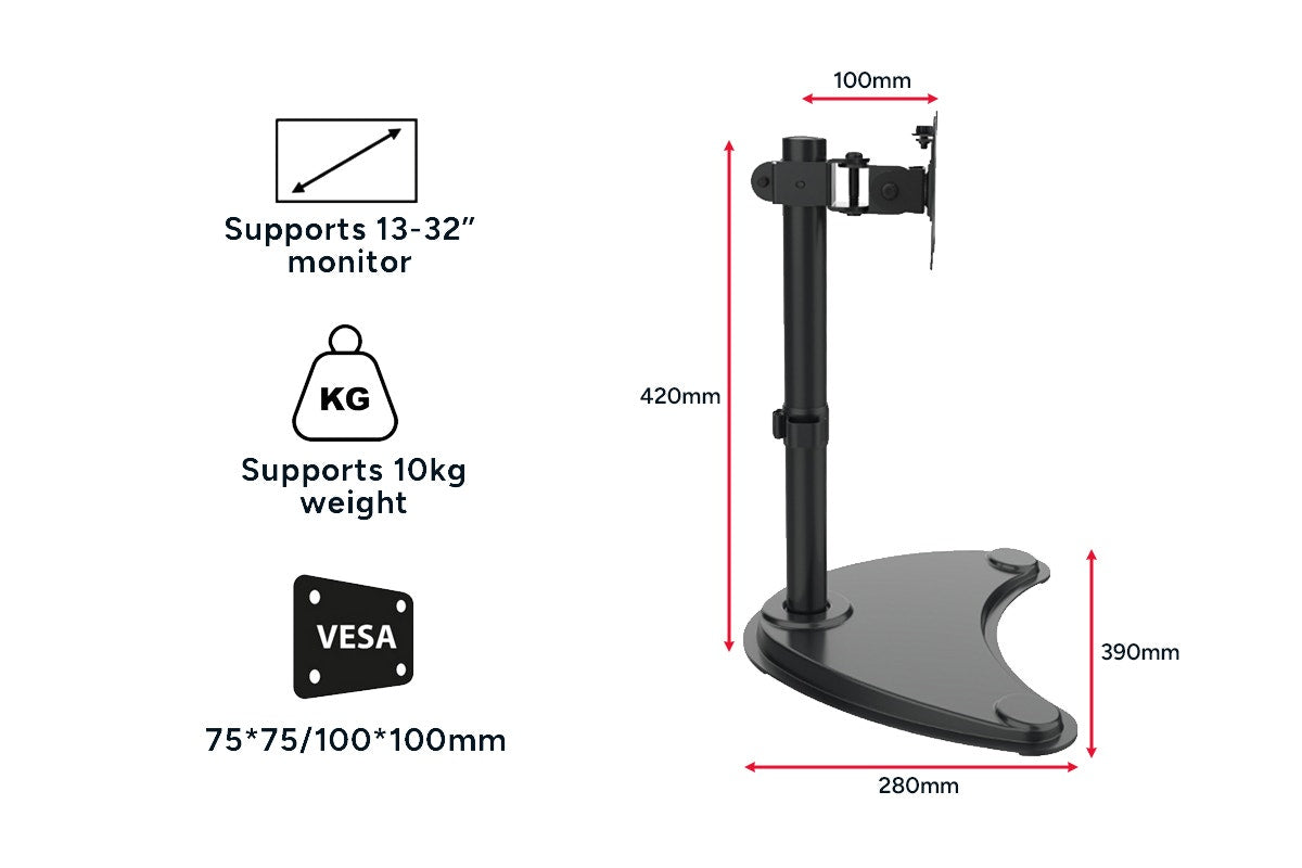 Kogan Articulating Freestanding Single Monitor Stand for 13" - 32" Monitors