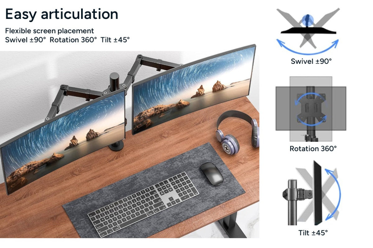 Kogan Articulating Dual Monitor Arm for 17"- 32" Monitors
