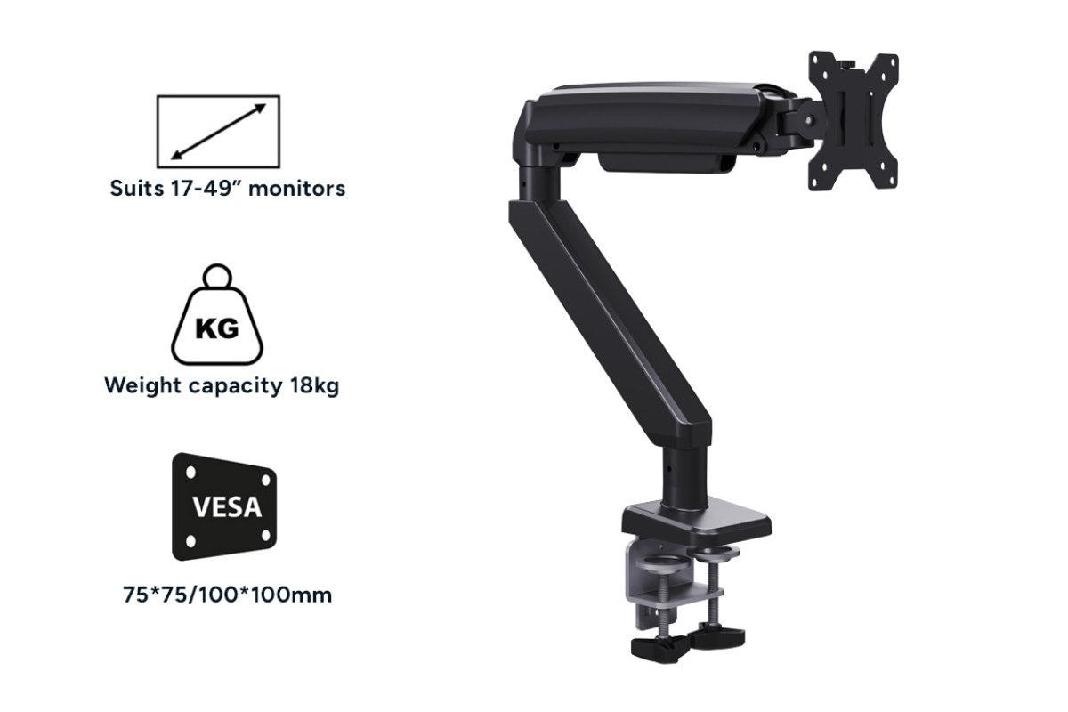 Kogan Heavy-Duty Full Motion Gas Spring Single Monitor Arm for 17"- 49" Monitors