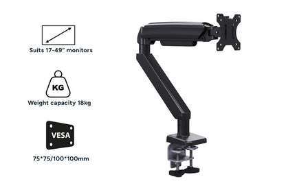 Kogan Heavy-Duty Full Motion Gas Spring Single Monitor Arm for 17"- 49" Monitors