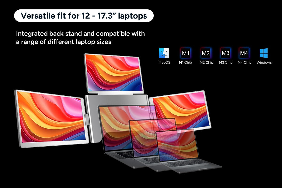 Kogan XPRESSO 14" Full HD Pro Triple Screen Tri-Fold Portable Monitor for 12 - 17.3" Laptops (1920 x 1200)