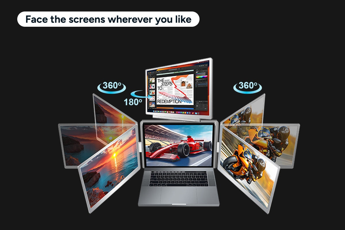 Kogan XPRESSO 14" Full HD Pro Triple Screen Tri-Fold Portable Monitor for 12 - 17.3" Laptops (1920 x 1200)