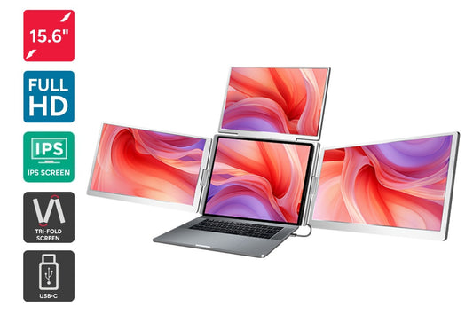 Kogan XPRESSO 15.6" Full HD Pro Triple Screen Tri-Fold Portable Monitor