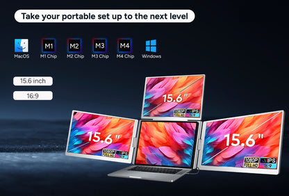 Kogan XPRESSO 15.6" Full HD Pro Triple Screen Tri-Fold Portable Monitor