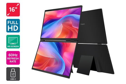Kogan XPRESSO 16" FHD+ Stackable Dual Screen USB-C Portable Monitor (1920 x 1080)