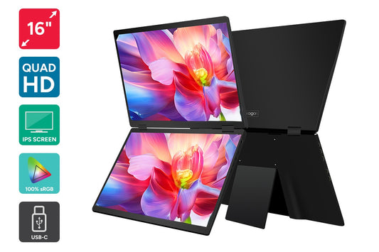 Kogan XPRESSO 16" QHD+ 2.5K Stackable Dual Screen USB-C Portable Monitor