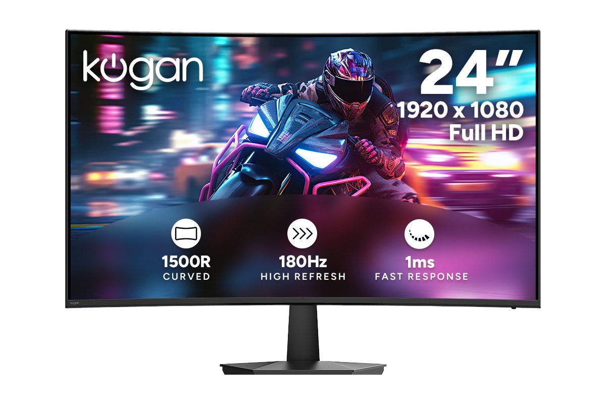 Kogan 24 Curved Full HD 180Hz 1ms FreeSync Gaming Monitor - 1920 x 108 ...