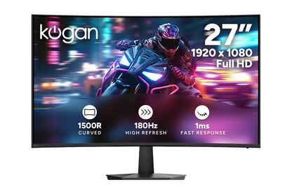 Kogan 27" Curved Full HD 180Hz 1ms FreeSync Gaming Monitor (1920 x 1080)