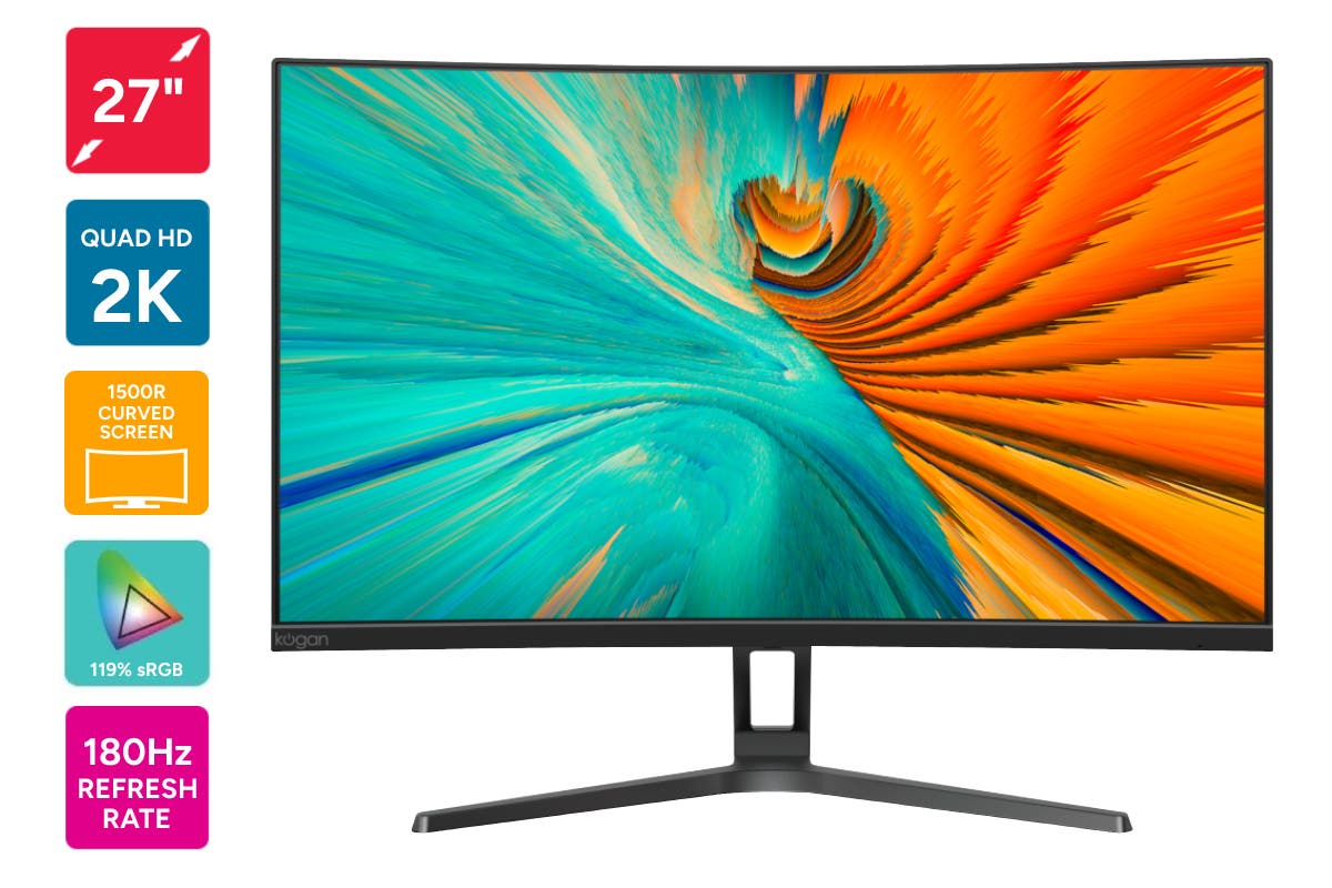 Kogan 27" Curved QHD 180Hz Gaming Monitor (2560 x 1440)