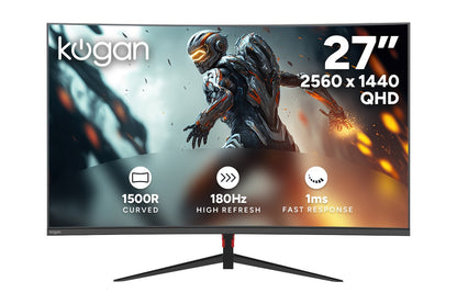 Kogan 27" Curved QHD 180Hz 1ms Gaming Monitor (2560 x 1440)