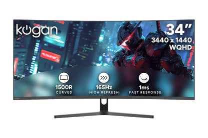 Kogan Infinity 34" Curved Ultrawide WQHD 165Hz 1ms Freesync Gaming Monitor (3440 x 1440)