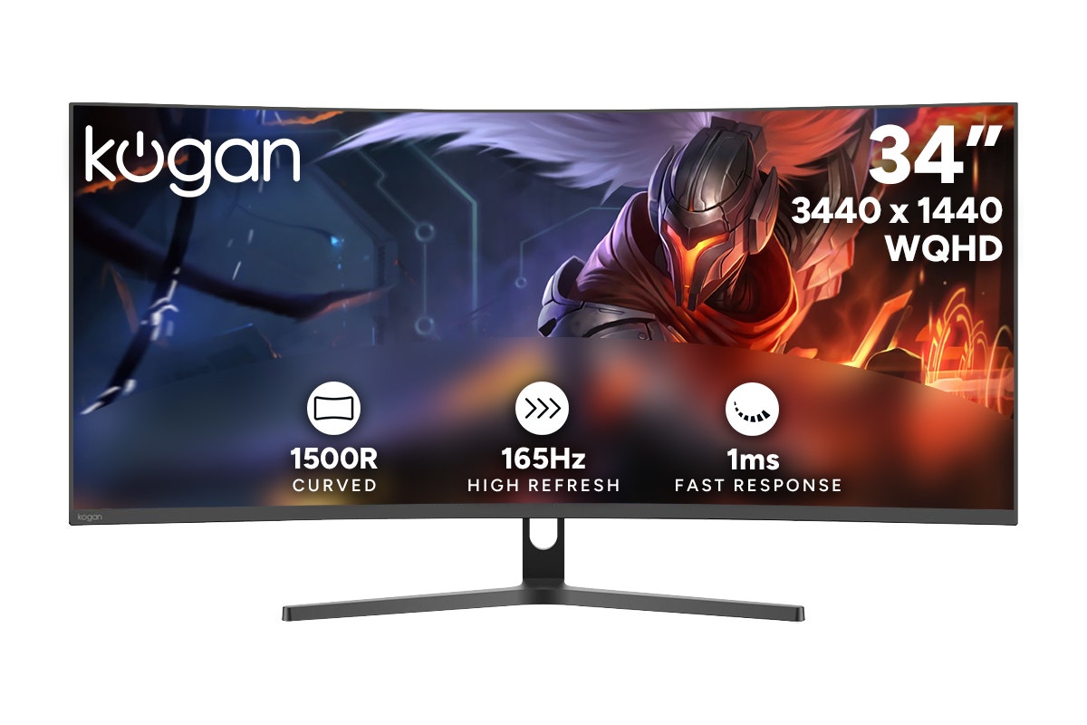 Kogan 34" Curved Ultrawide WQHD 165Hz 1ms Freesync Gaming Monitor (3440 x 1440)