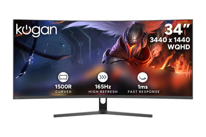 Kogan 34" Curved Ultrawide WQHD 165Hz 1ms Freesync Gaming Monitor (3440 x 1440)