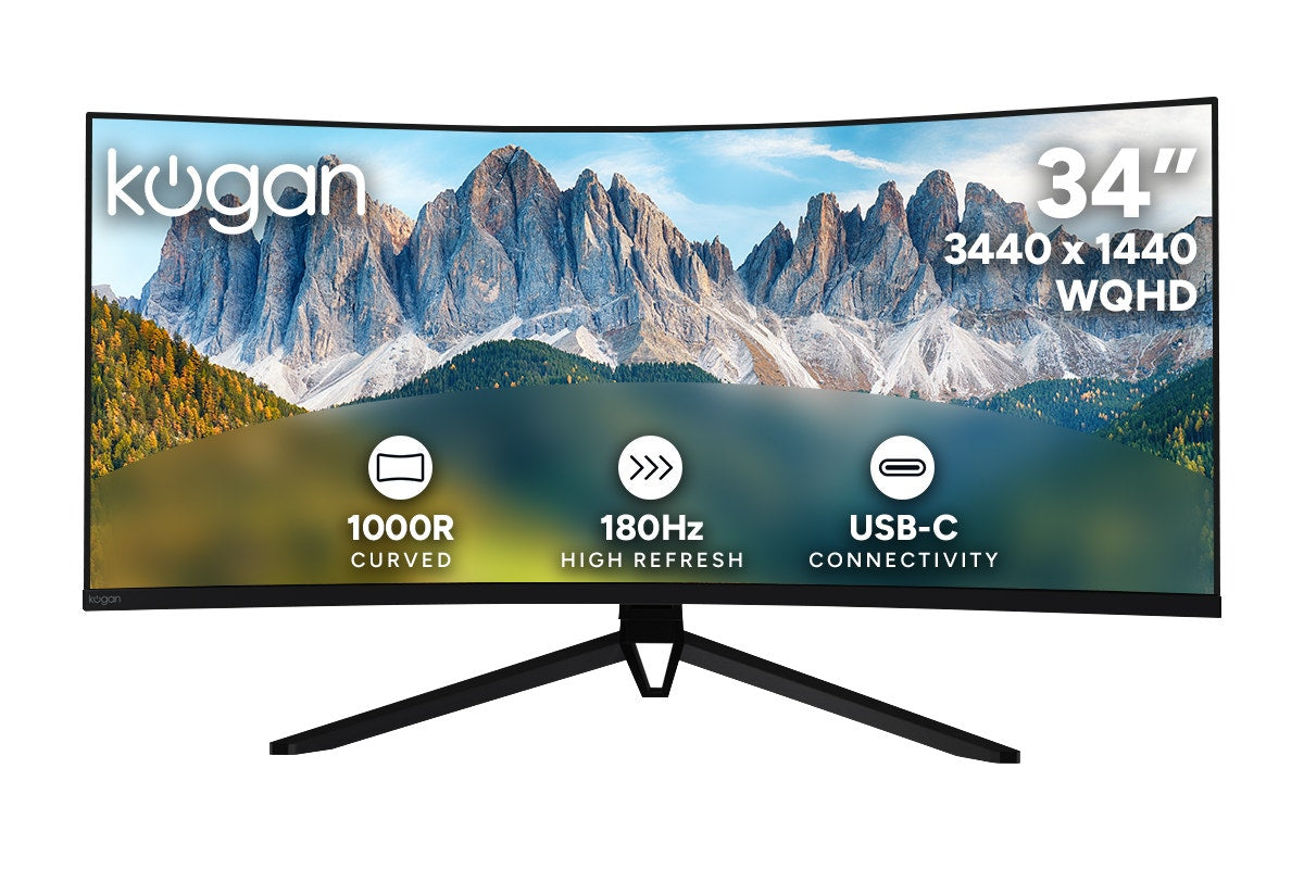 Kogan Infinity 34" Curved Ultrawide WQHD 180Hz USB-C Monitor (3440 x 1440)