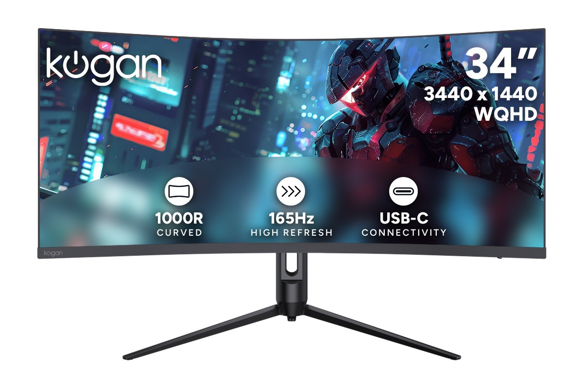 Kogan 34" Curved Ultrawide WQHD 165Hz Freesync USB-C Gaming Monitor (3440 x 1440)